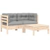 vidaXL 3-tlg. Garten-Lounge-Set mit Grauen Kissen Kiefer Massivholz