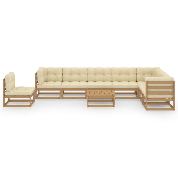 vidaXL 9-tlg Garten-Lounge-Set mit Kissen Honigbraun Massivholz Kiefer