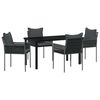 vidaXL Garten Essgruppe 5 stk. Schwarz und Grau PE-Rattan