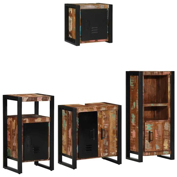 vidaXL Badezimmermöbel-Set 4 pcs Braun Massives upgecyceltes Holz