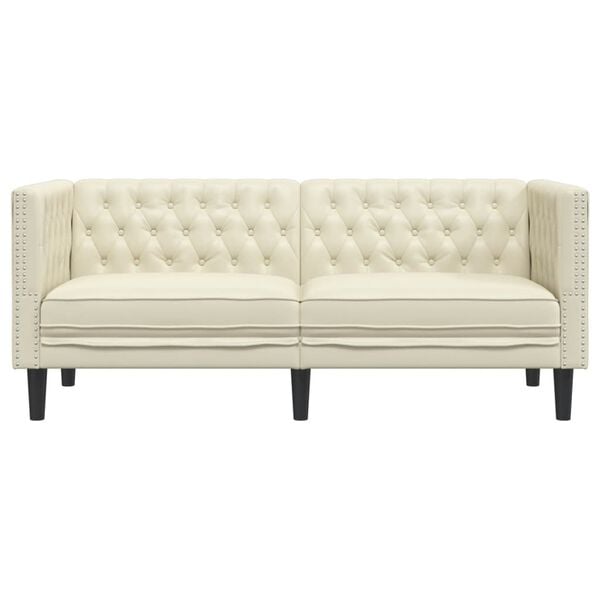 vidaXL Chesterfield-Sofa 2-Sitzer Creme Kunstleder