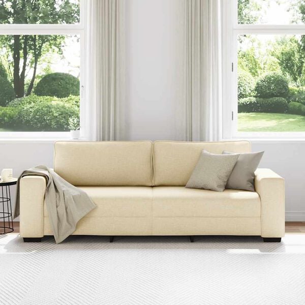 vidaXL 3-Sitzer-Sofa Creme 220x77x82 cm Stoff