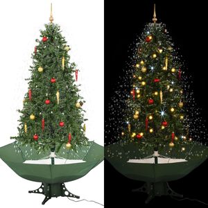 vidaXL Schneiender Weihnachtsbaum mit Schirmfu&szlig; Gr&uuml;n 190 cm