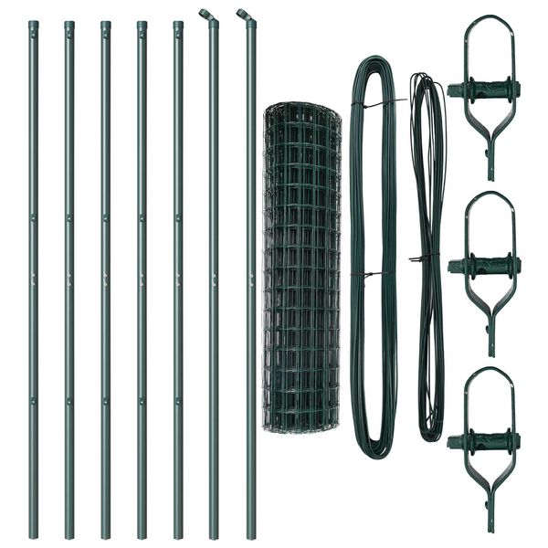 vidaXL Zaun mit Pfosten Gr&uuml;n 1,2 x 10 m Stahl und PVC