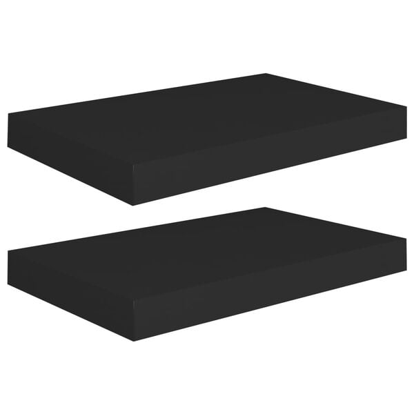 vidaXL Schweberegale 2 Stk. Schwarz 40x23x3,8 cm MDF
