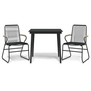 vidaXL 3-tlg. Garten-Essgruppe Schwarz PVC Rattan