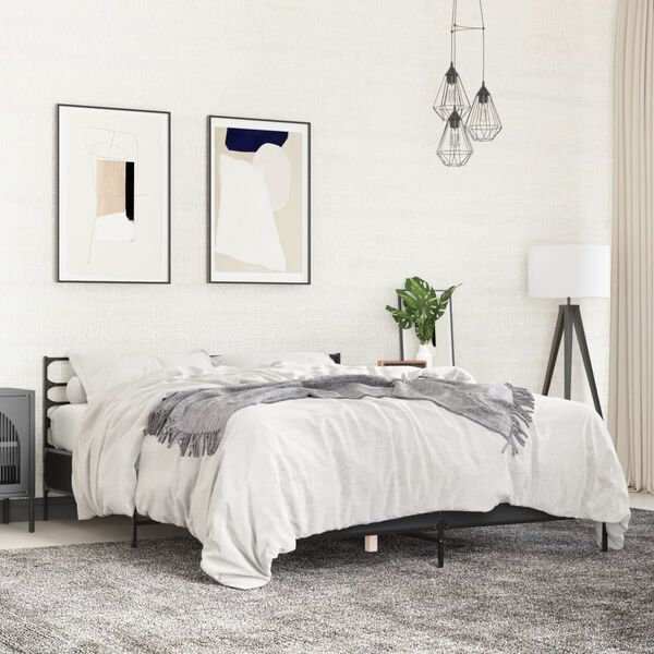 vidaXL Bettgestell Schwarz 160x200 cm Holzwerkstoff und Metall