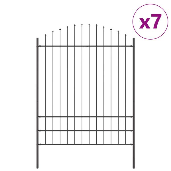 vidaXL Gartenzaun 7 pcs Grau 170 x 225 cm Pulverbeschichteter Stahl