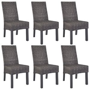 vidaXL Esszimmerst&uuml;hle 6 Stk. Braun Kubu Rattan und Mangoholz