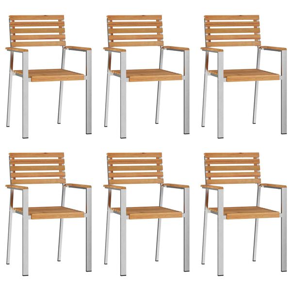 vidaXL Gartenstuhl 6 pcs &Ouml;l-Natur 56 x 54,5 x 87 cm Massivholz Teak