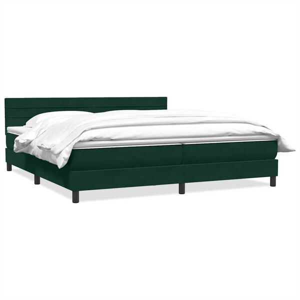 vidaXL Boxspringbett mit Matratze Dunkelgr&uuml;n 200x210 cm Samt