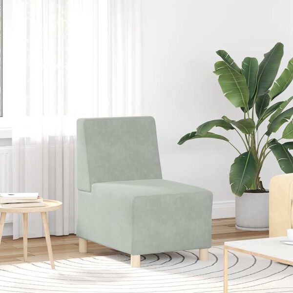 vidaXL Modulares Sofa ohne Armlehnen Hellgrau 55 cm Samt