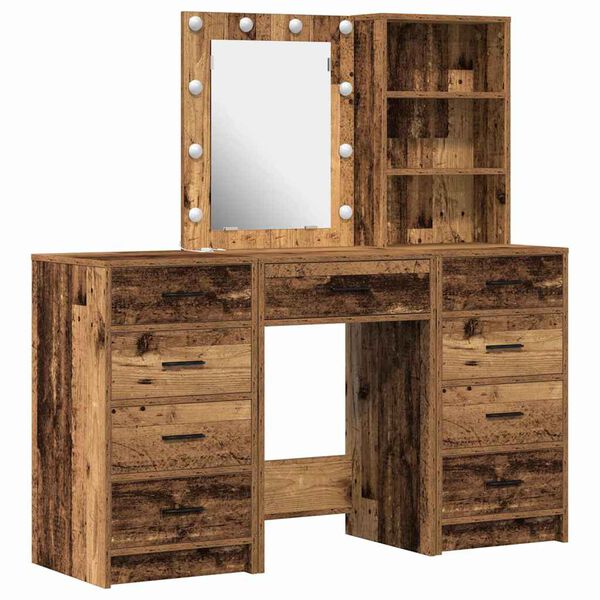 vidaXL Schminktisch 3 pcs Braun 40 x 41 x 135 cm Holzwerkstoff