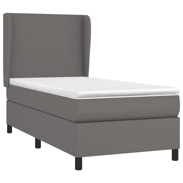 vidaXL Boxspringbett mit Matratze Grau 100x200 cm Kunstleder