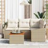 vidaXL Gartensofa-set mit Kissen 5 pcs Beige Poly-Rattan