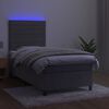 vidaXL Boxspringbett mit Matratze & LED Hellgrau 90x200 cm Samt