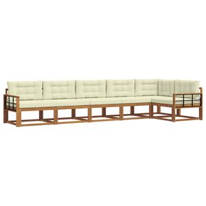 vidaXL Outdoor-Sofagarnitur mit Kissen 6 pcs Natur und Creme