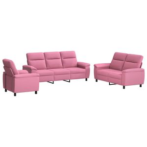 vidaXL Sofa-Set 3 pcs Rosa Stoff