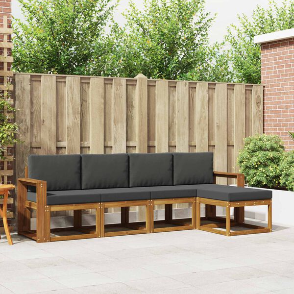 vidaXL Outdoor-Sofagarnitur mit Kissen 5 pcs Natur und Anthrazit