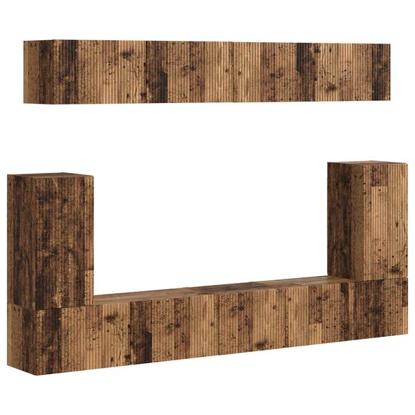 vidaXL TV-Schrankset Wandmontiert 5 pcs Altholz Holzwerkstoff