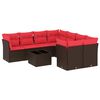 vidaXL 9-tlg. Garten-Sofagarnitur mit Kissen Braun Poly Rattan