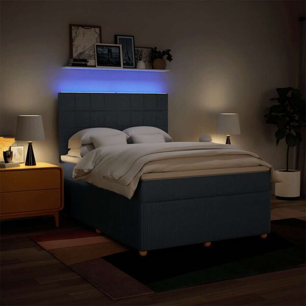 vidaXL Boxspringbett mit Matratze Blau 140x200 cm Stoff