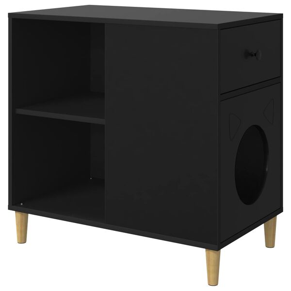 vidaXL Katzenhaus Schwarz 72 x 42,5 x 70 cm Holzwerkstoff