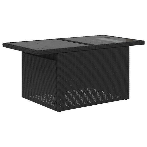 vidaXL 7-tlg. Garten-Sofagarnitur mit Kissen Schwarz Poly Rattan