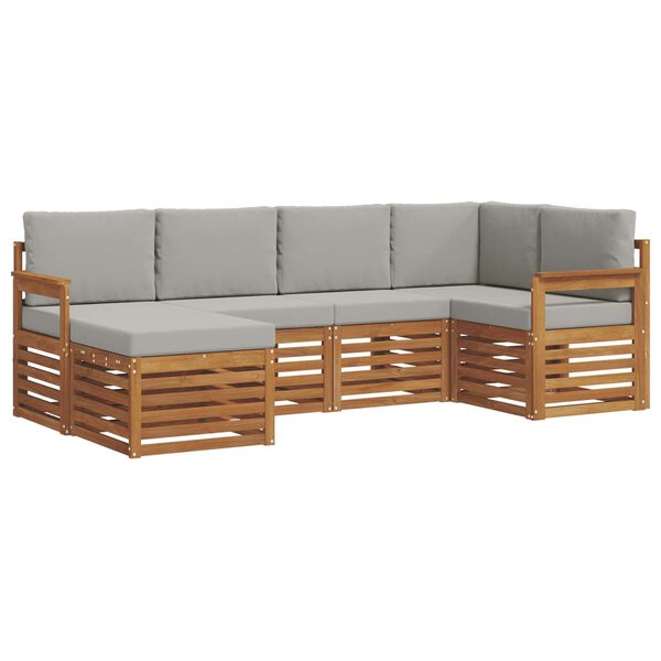 vidaXL Sofagarnituren 6 pcs Nat&uuml;rlich und Hellgrau Massivholz Akazie