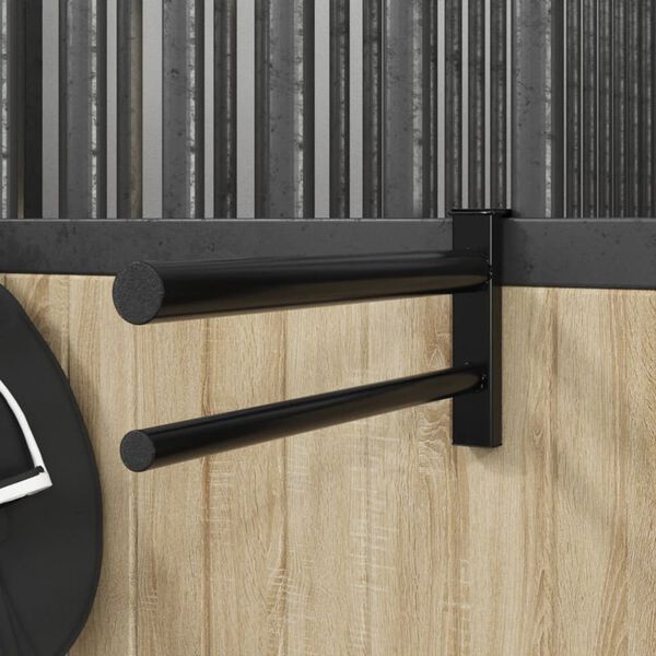 vidaXL Sattelhalter Zweiarmig Tragbar Schwarz Eisen