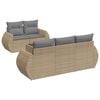 vidaXL 6-tlg. Garten-Sofagarnitur mit Kissen Beige Poly Rattan