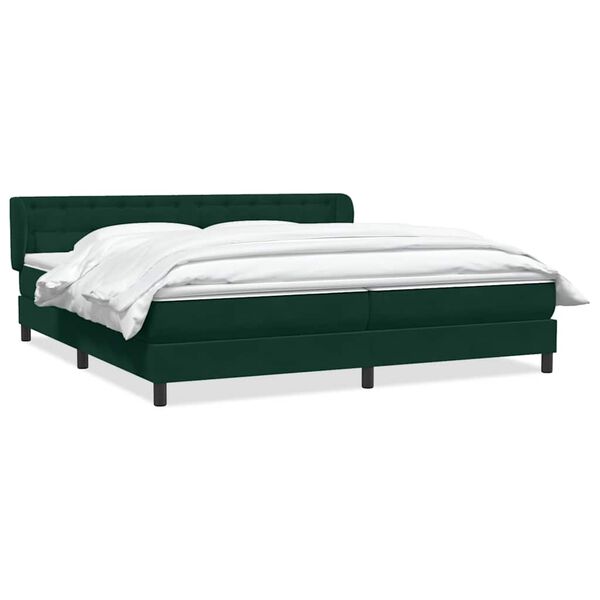 vidaXL Boxspringbett mit Matratzen Dunkelgr&uuml;n 200x210 cm Samt