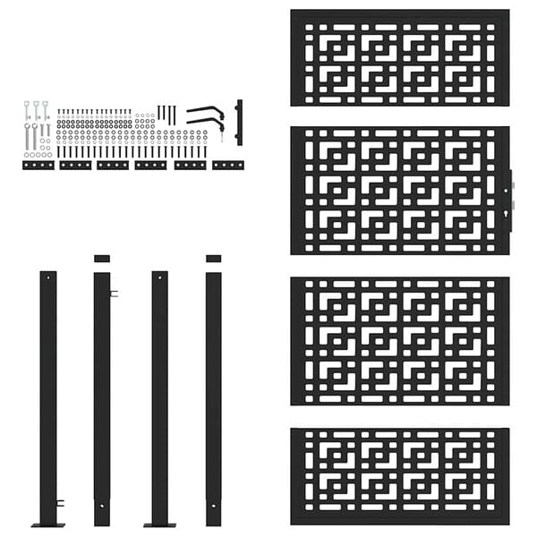 vidaXL Gartentor Schwarz 100x175 cm Stahl Kreuz-Design