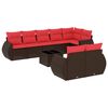 vidaXL 9-teiliges Gartensofa-Set mit Kissen, braun, Polyrattan