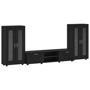 vidaXL TV-Schrankset mit Schubladen FLORIN 3 pcs Schwarz Holzwerkstoff