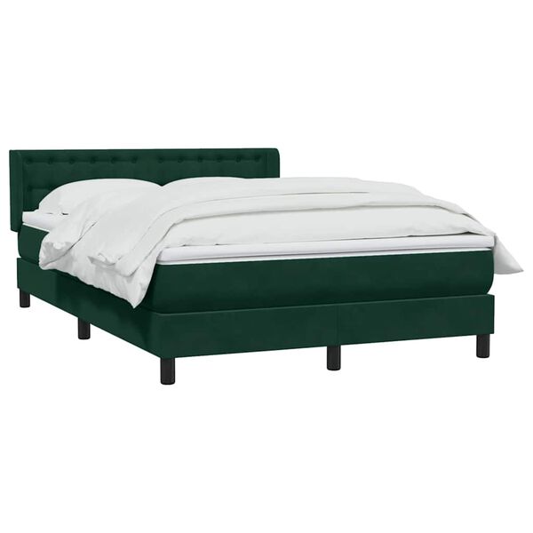 vidaXL Boxspringbett mit Matratze Dunkelgr&uuml;n 160x210 cm Samt