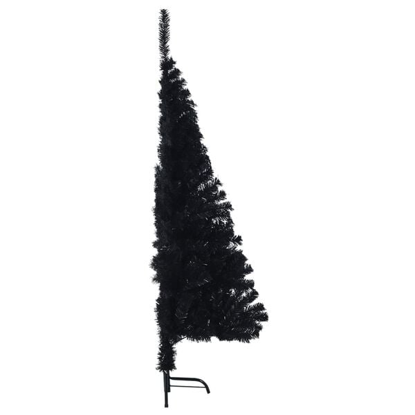 vidaXL K&uuml;nstlicher Halb-Weihnachtsbaum mit St&auml;nder Schwarz 120 cm PVC