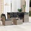 vidaXL 6-tlg. Garten-Sofagarnitur mit Kissen Hellgrau Poly Rattan