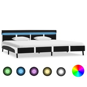 vidaXL Bettgestell mit LED Schwarz Kunstleder 180x200 cm