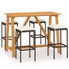 vidaXL 5-tlg. Gartenbar-Set mit Kissen Braun
