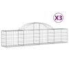 vidaXL Gabionen mit Hochbogen 3 Stk. 200x30x40/60 cm Verzinktes Eisen