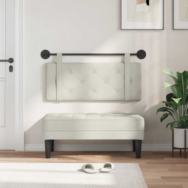 vidaXL H&auml;ngevorderseite Wandmontiert Creme 110 x 55 x 5 cm Samt