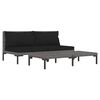 vidaXL 3-tlg. Garten-Lounge-Set Dunkelgrau Halbrundes Poly Rattan