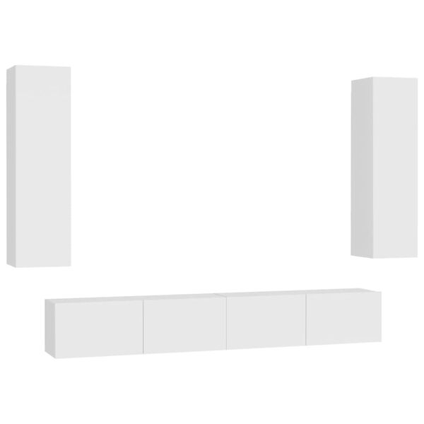 vidaXL 4-tlg. TV-Schrank-Set Wei&szlig; Holzwerkstoff