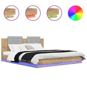 vidaXL Bettgestell mit Kopfteil Artisan-Eiche 200 x 200 cm