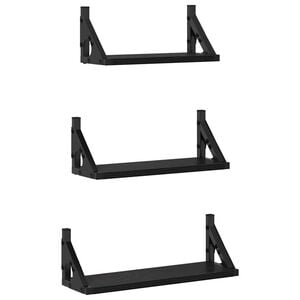 vidaXL Wandregal 3 stk. Schwarz Eichen-Optik 37 x 12 x 13 cm