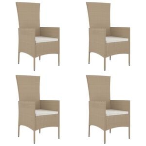 vidaXL Gartenst&uuml;hle mit Kissen 4 Stk. Poly Rattan Beige
