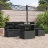 vidaXL Garten-Sofa-Set mit Speicher 6 pcs Schwarz Poly Rattan