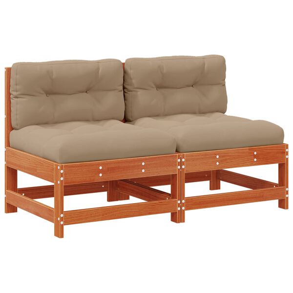 vidaXL Garten Mittelssofa Massives Kiefernholz Wachsbraun