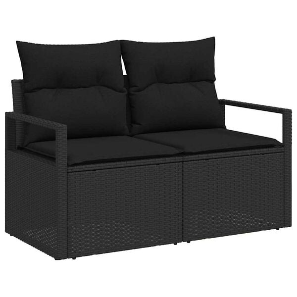vidaXL Sofa Set mit Kissen mit Speicher 8 pcs Schwarz Poly-Rattan